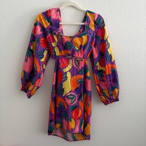Farm Rio x Anthropologie - Long Sleeve Poplin Mini Dress - Fruit Pattern Small